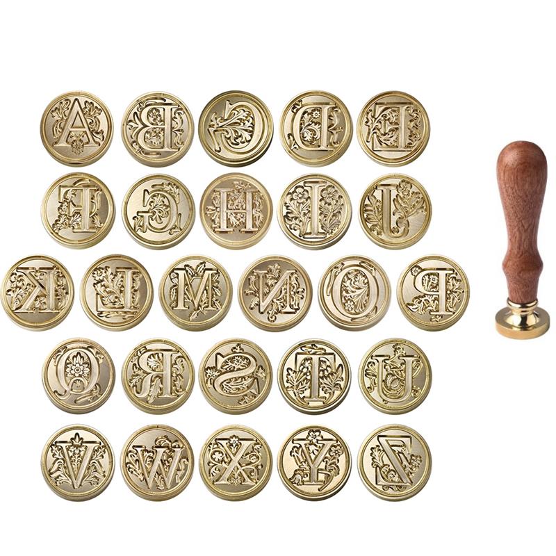 Wax Seal Stamp Set - A-Z vintage selado cabeça de carimbo