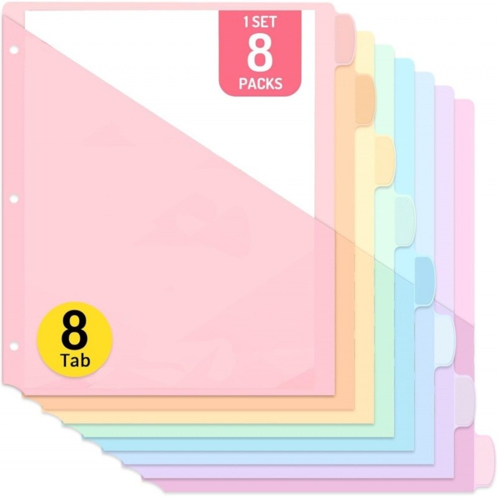 Tab Divider A4 - 8 divisórias para fichário A4 em