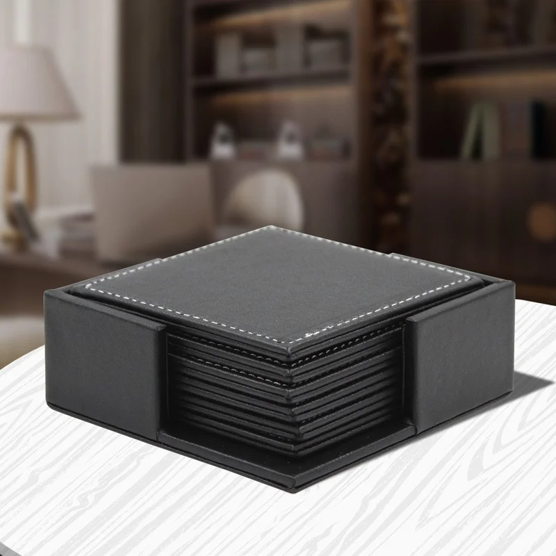 6 pçs/set porta-copos de couro - Leather Desk Pad avaliação e preço